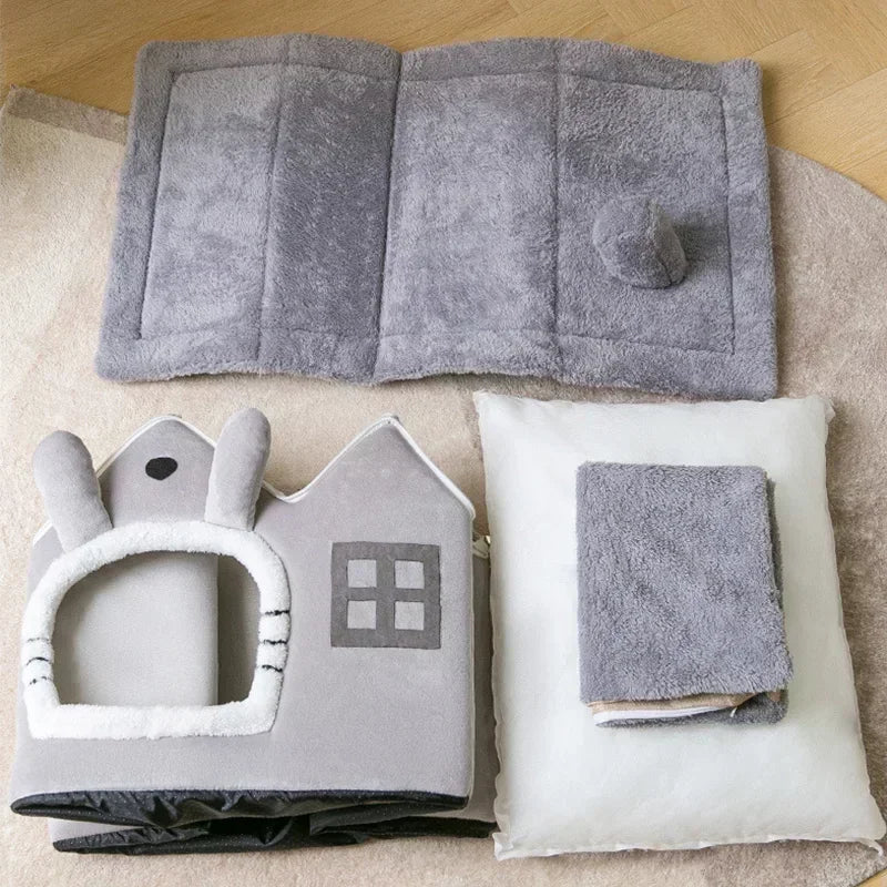 Foldable Pet House – Cozy Winter Warm Bed for Small Pets