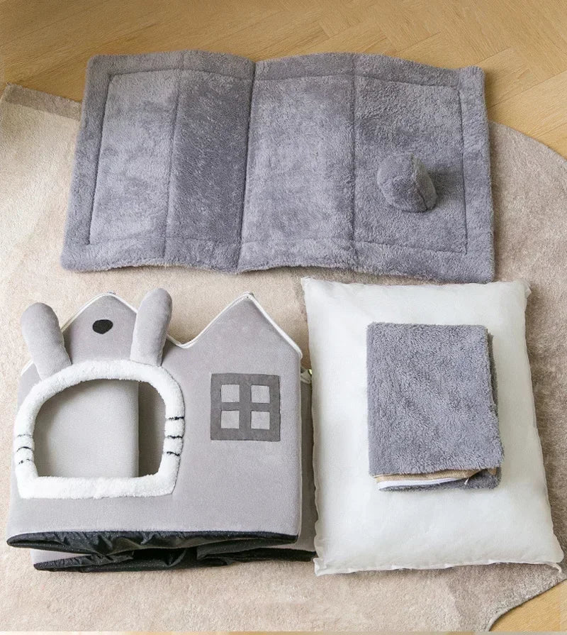 Foldable Pet House – Cozy Winter Warm Bed for Small Pets