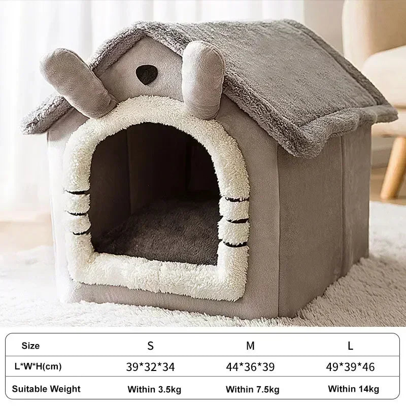 Foldable Pet House – Cozy Winter Warm Bed for Small Pets
