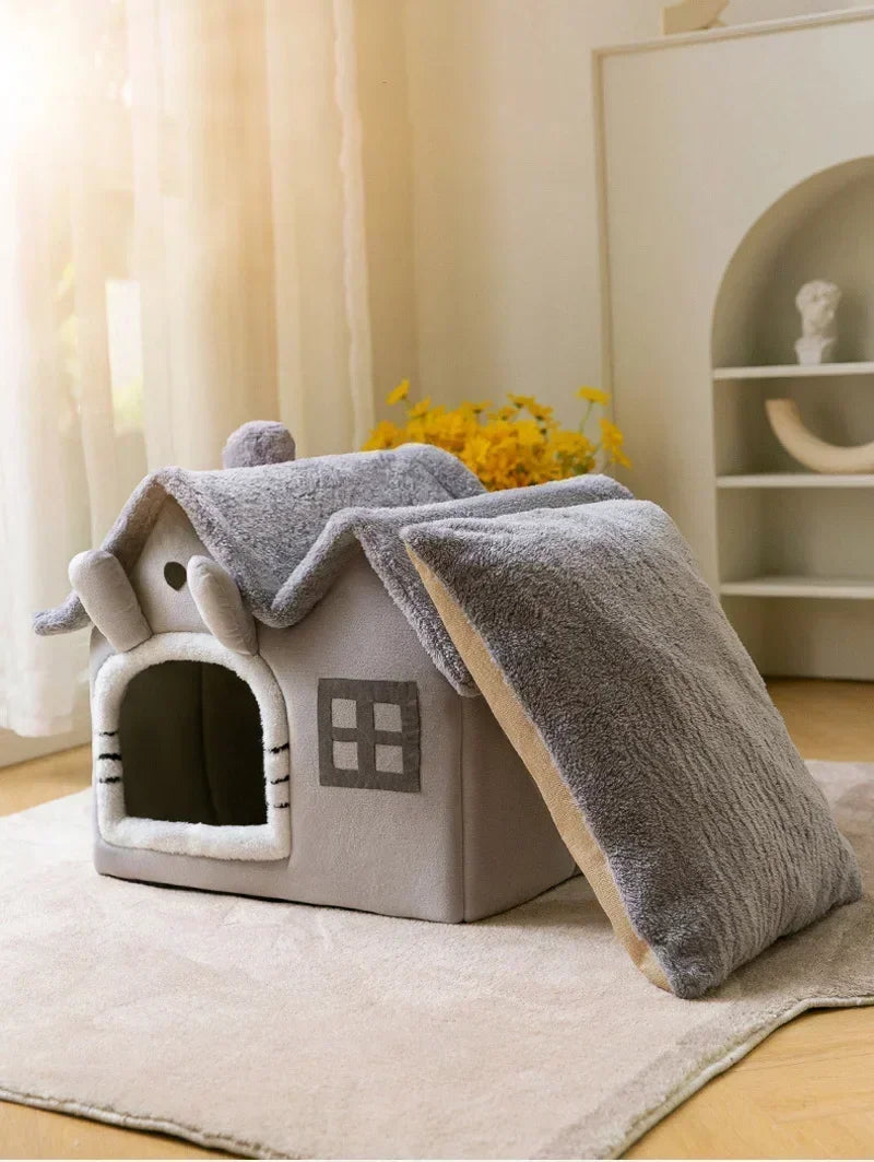 Foldable Pet House – Cozy Winter Warm Bed for Small Pets