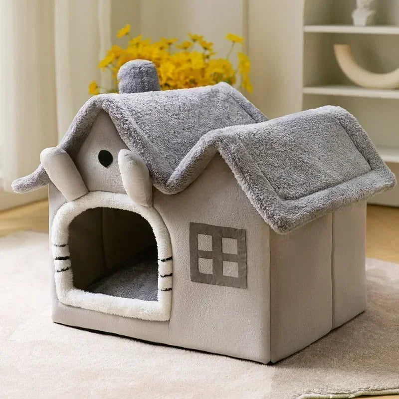 Foldable Pet House – Cozy Winter Warm Bed for Small Pets