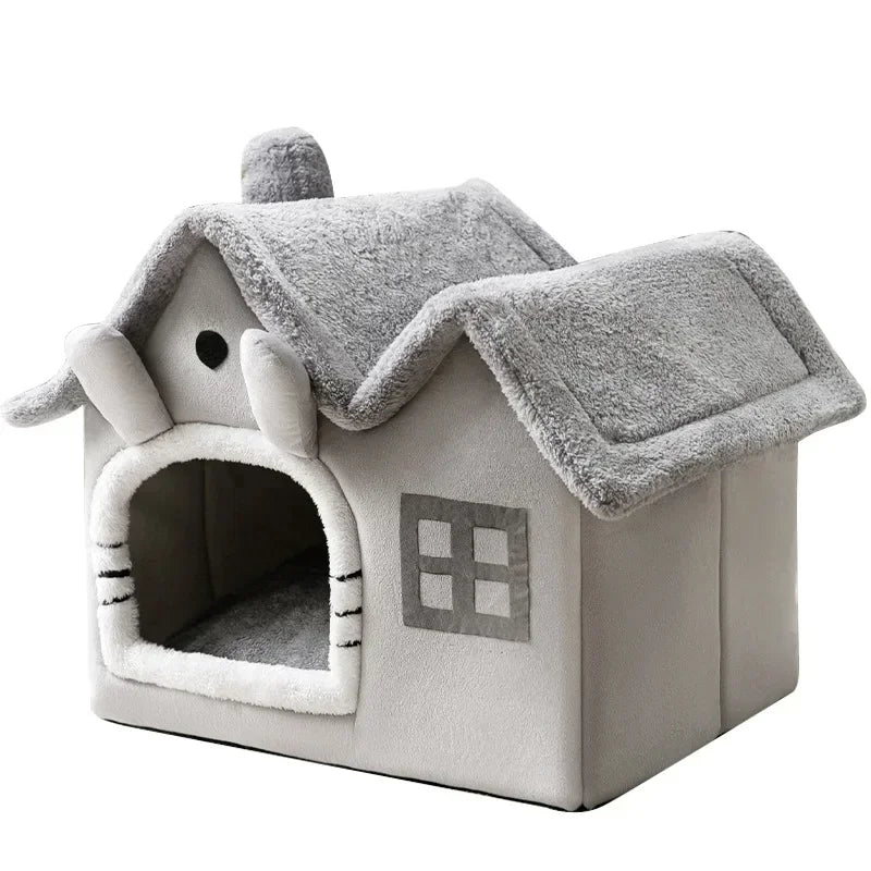 Foldable Pet House – Cozy Winter Warm Bed for Small Pets