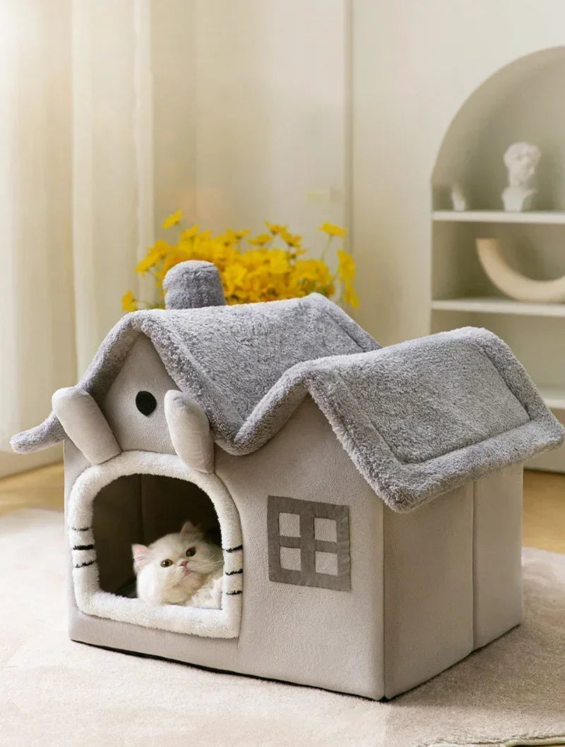 Foldable Pet House – Cozy Winter Warm Bed for Small Pets