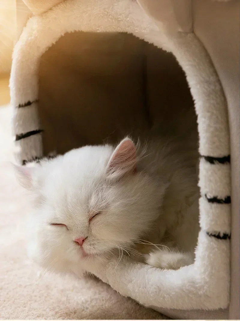 Foldable Pet House – Cozy Winter Warm Bed for Small Pets