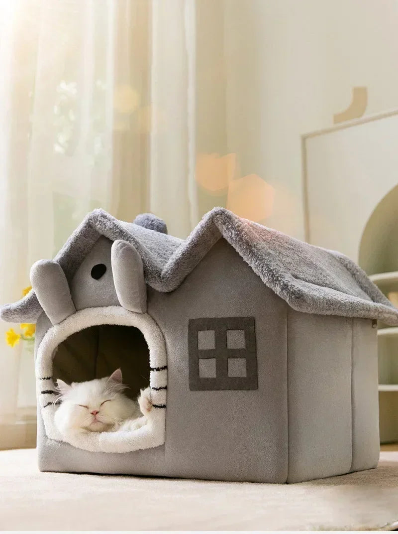 Foldable Pet House – Cozy Winter Warm Bed for Small Pets