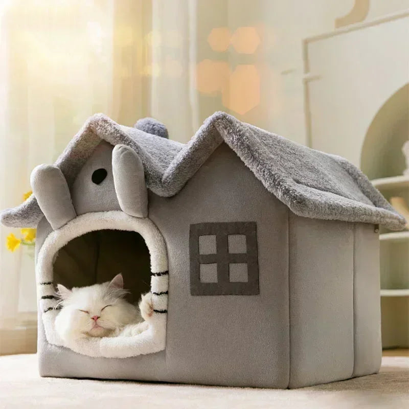 Foldable Pet House – Cozy Winter Warm Bed for Small Pets