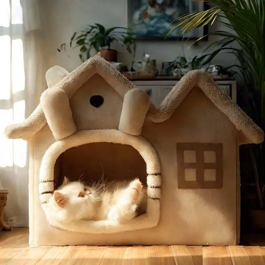 Foldable Pet House – Cozy Winter Warm Bed for Small Pets