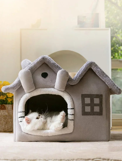 Foldable Pet House – Cozy Winter Warm Bed for Small Pets