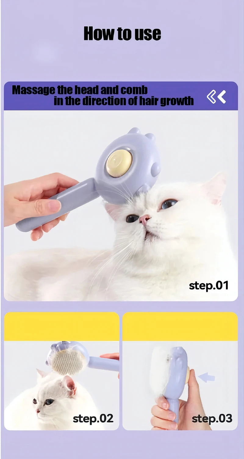 Pet Brush One Button Cleaning Brush Magic Beauty Cat Hair