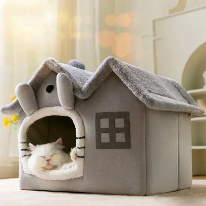 Foldable Pet House – Cozy Winter Warm Bed for Small Pets